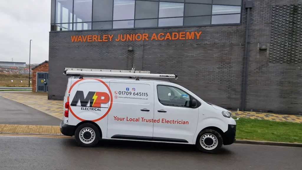 MP Electrical van parked outside Waverley Junior Academy